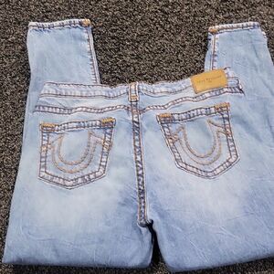 True Religion Women's Sky Blue Straight Leg Jeans